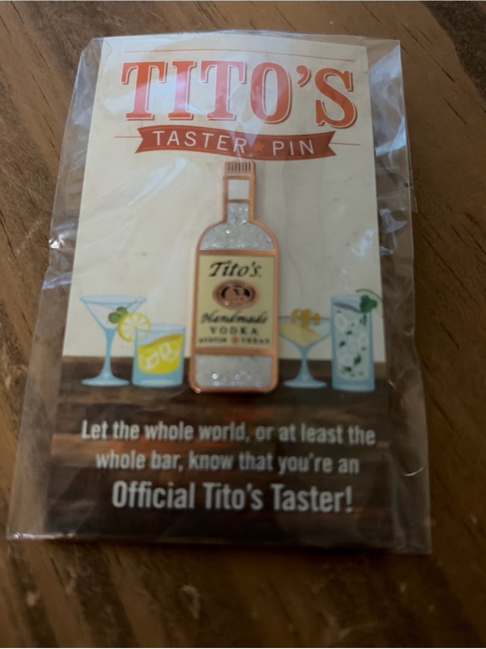 Tito's Glitter Bottle Taster Pin